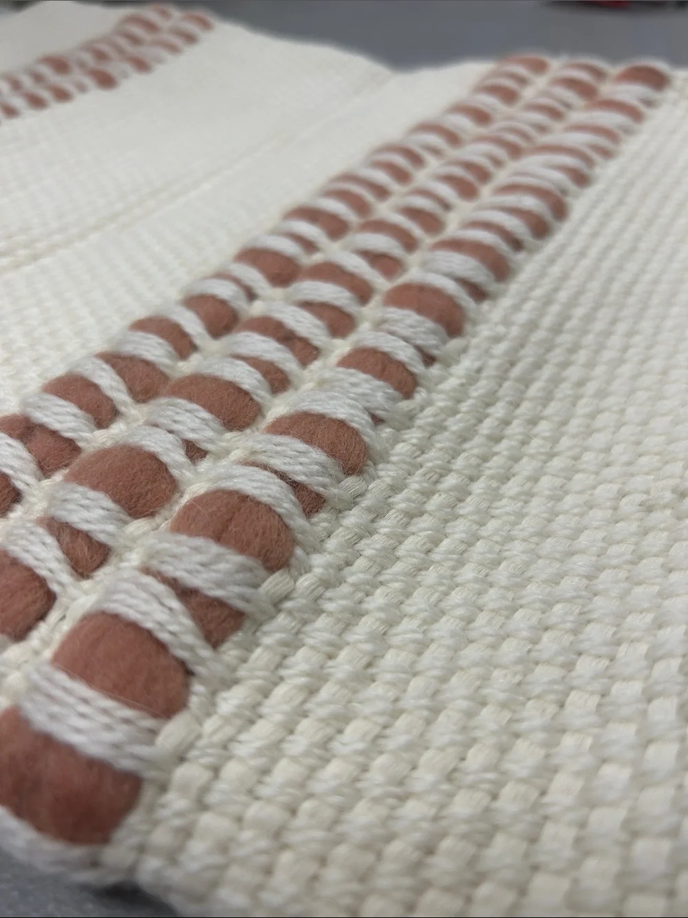 Pottery Barn Reed Striped Lumbar Pillow Cover Woven Ladder Stitch Accent